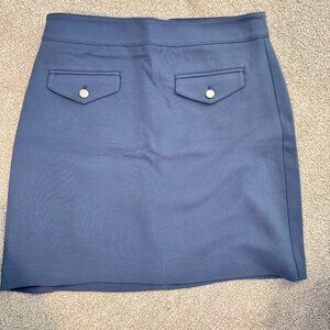 LOFT Button-Detail Pencil Skirt –Steel Blue, Size 8